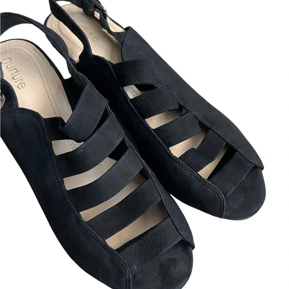 Nurture Women Black Slingback 2.5" Heel Caged Shoes Office Casual 8.5M - Picture 8 of 9